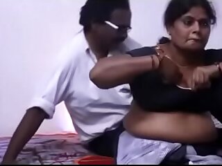 Indian aunty romance on touching their way husband's friend.